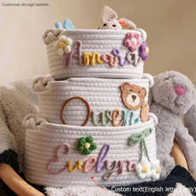 1pc Personalized Letter Handmade Cotton Rope Storage Basket, Party Gift Basket, Multifunctional Storage Basket, Easter Gift