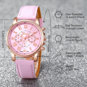 5PCS/Set Fashion Women Watch Rhinestone Heart Jewelry Set Geneva Watch