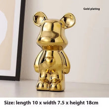 Ceramic Cartoon Teddy Bear Figurine Love Bear Ornament Living Room