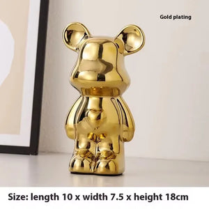 Ceramic Cartoon Teddy Bear Figurine Love Bear Ornament Living Room