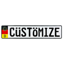 German License Plate with Coat of Arms (CUSTOM) - Embossed Aluminum Decor for Garage/Man Cave, Perfect for Automotive Enthusiast
