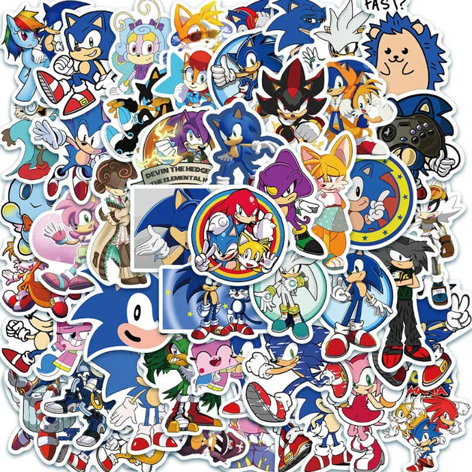 50Pcs/Set Cartoon Sonic Stickers Hedgehog Anime Toys Cartoon Graffiti