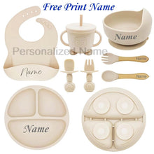 Personalized Name Baby Feeding Set Kids Silicone Plate Bowl Straw Cup Customized Children's Tableware Baby Supplies Newborn Gift