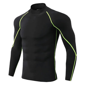 Men Bodybuilding Sport T-shirt Quick Dry Running Shirt Long Sleeve