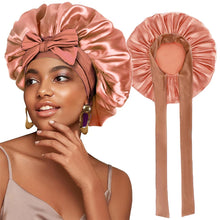 New Satin Solid Sleeping Hat With Stretchy Tie Band Elastic For Women