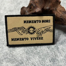 Memento Mori Tactical Patch Memento Vivere Embroidery Patches for Backpack Hook&Loop Armband Military Morale Badge Hat Stickers