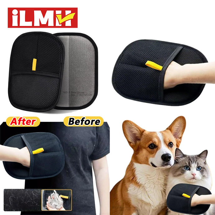 Pet Hair Removal Tool Reusable Static Removal Gloves, Double-Sided