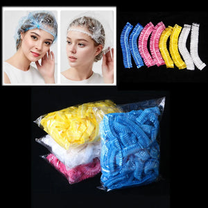 100/300pcs Disposable Plastic Shower Cap Elastic Disposable Shower