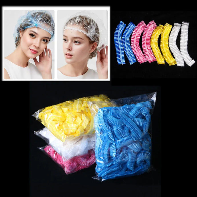 100/300pcs Disposable Plastic Shower Cap Elastic Disposable Shower