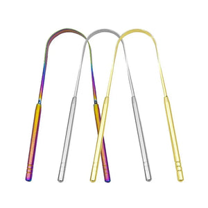 3 Colors Stainless Steel Tongue Scraper U-shaped Metal Fresh Breath