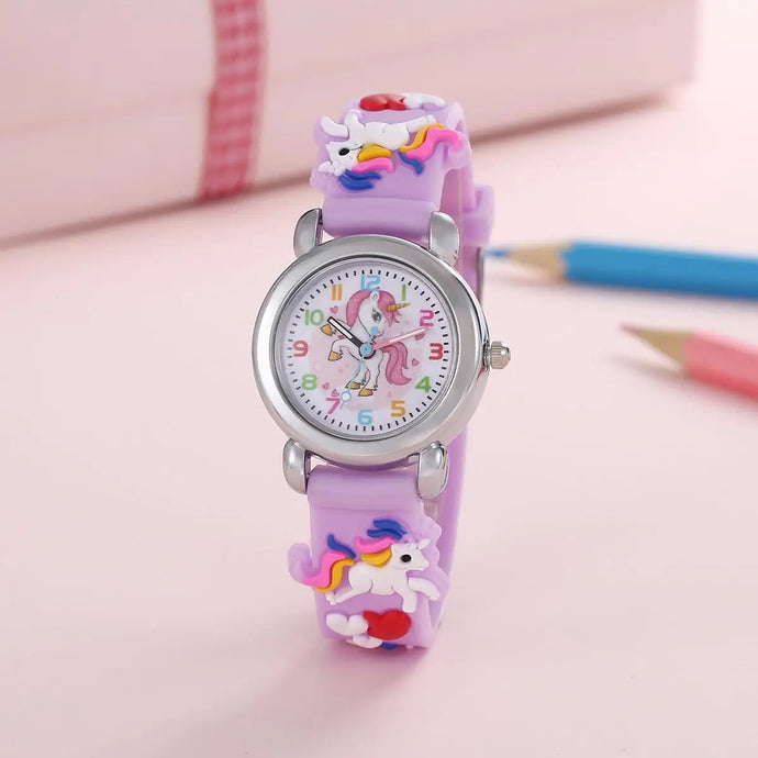 New Fashion Colorful Cartoon Unicorn Student and Children's Watch