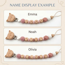 Personalized Pacifier Clip Custom Name Baby Teether Holder BPA Free Silicone Beads Wood Cat Dummy Chain Soother Clip Shower Gift