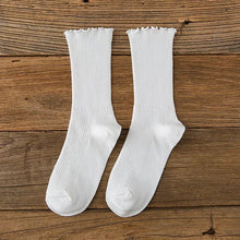 1 Pair Women's Lace Trim Ruffle Socks Cotton Stacked Socks Mid Calf