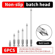 6 PCs Non-Slip Magnetic Cross Head Household Electric Driver Screw Set