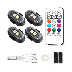 2/4/6x Wireless Remote Control Car LED Light, Multi-mode Car Warning