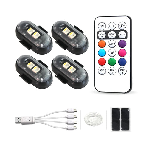 2/4/6x Wireless Remote Control Car LED Light, Multi-mode Car Warning