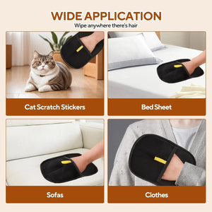 Pet Hair Removal Tool Reusable Static Removal Gloves, Double-Sided
