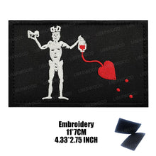 Pirate Flags Jolly Roger Black Beard Edward Teach Tactical Patch Hook & Loop Blackbeard Skull Heart Embroidered Badge Emblem