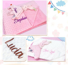 Personalized Newborn Baby Blanket with Name Custom Stroller Sleeping Dolls Animal Security Towel Gift Set for Baby Shower Gifts