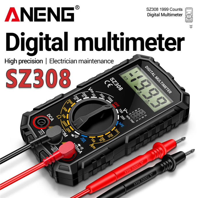 ANENG SZ308 Square Wave Digital Tester 1999 Counts HFE Triode Buzzer