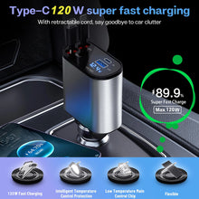 120/66w 4 IN 1 Retractable Car Charger Mobile Phone USB PD Type C