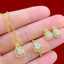 1PC Luxury Cube Jewelry Set, Women's Elegant Necklace, Earrings & Ring
