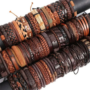 10PCS Random Style Men's Women's Webbing, Rope,Leather Bracelet