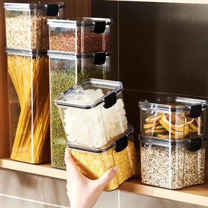 5Pcs Sealed Jars Kitchen Grain Storage Organizer Large Tank Plastic