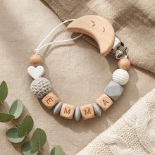 Personalized Pacifier Clip Custom Name Baby Teether Holder BPA Free Silicone Beads Wood Cat Dummy Chain Soother Clip Shower Gift