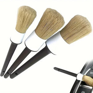 3PCS Car Exterior Interior Detail Brush Boar Hair Bristle Brushes for