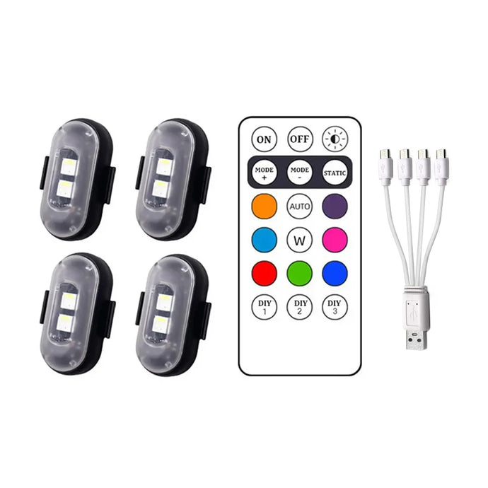 2/4/6x Wireless Remote Control Car LED Light, Multi-mode Car Warning