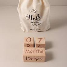 3pcs block set growth month milestone photo props wooden baby year day with hello world bag birth announcement sign journey