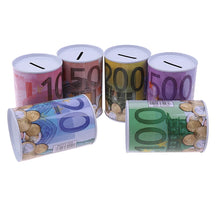 Euro Dollar Money Box Safe Cylinder Piggy Bank Banks For Coins Deposit