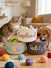 1pc personalized cotton rope dog toy basket, pet toy storage basket, pet name gift basket, holiday decoration gift, Easter gift