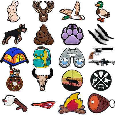 1PCS Hunting Series Shoe Clog Charms Hound Milu Deer Telescope Shoe Accessories Pins for Women Men Sandal Buckle Decorations