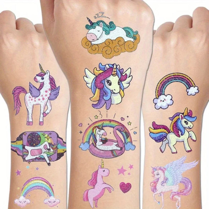 14 Sheets Glittering Unicorn Tattoo Stickers for Personalized