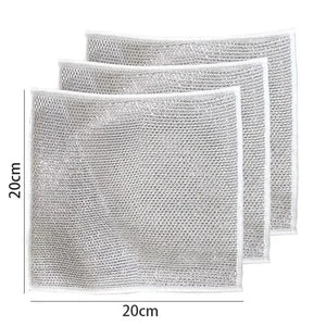 10pcs Magic Dishcloth Silver Wire Cleaning Kitchen Cloth Thickened