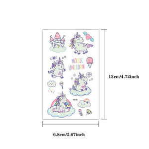 5pcs Green Luminous Glow Cute Unicorn Waterproof Temporary Tattoo