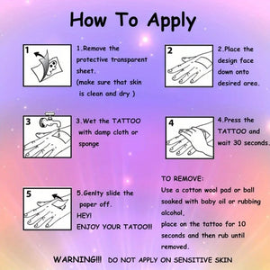 14 Sheets Glittering Unicorn Tattoo Stickers for Personalized