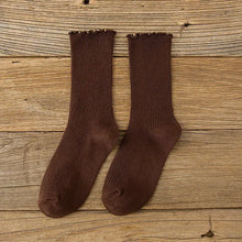 1 Pair Women's Lace Trim Ruffle Socks Cotton Stacked Socks Mid Calf