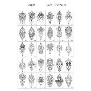 30pcs Temporary Tattoos for Children Unicorn Mermaid Car Fruit Cartoon