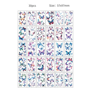 30pcs Temporary Tattoos for Children Unicorn Mermaid Car Fruit Cartoon