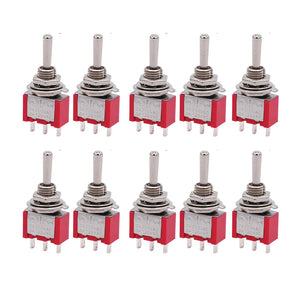 10Pcs DIY Toggle Switch ON-OFF-ON  3Pin 3 Position Latching MTS-103