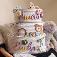 1pc Personalized Letter Handmade Cotton Rope Storage Basket, Party Gift Basket, Multifunctional Storage Basket, Easter Gift