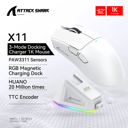 Attack Shark X11 3-Mode Connection /2.4GHz/Bluetooth ,PAW3311