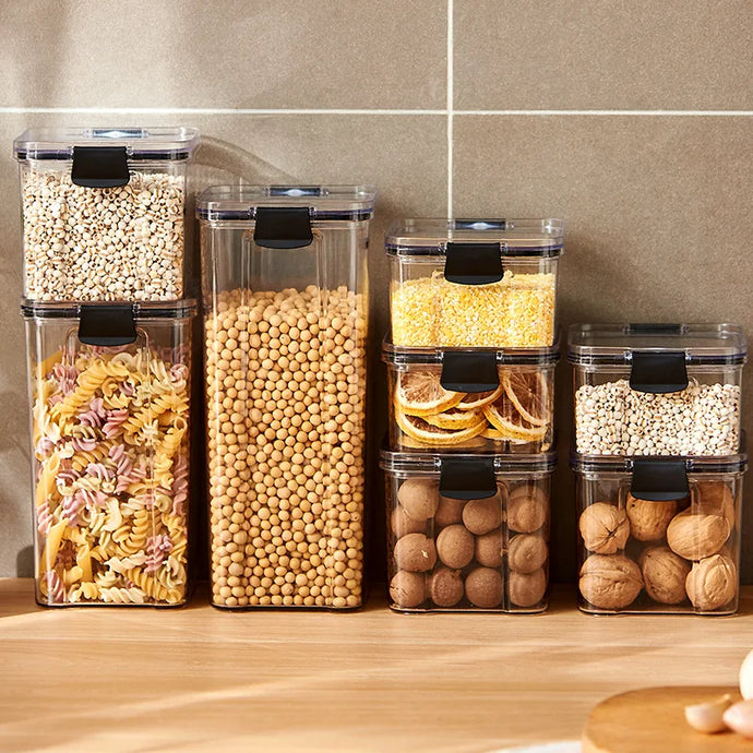 5Pcs Sealed Jars Kitchen Grain Storage Organizer Large Tank Plastic