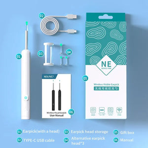 Smart Visual Ear Cleaner with Camera 1296P Ear Sticks USB C Charging