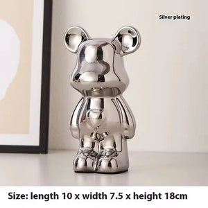 Ceramic Cartoon Teddy Bear Figurine Love Bear Ornament Living Room