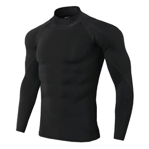 Men Bodybuilding Sport T-shirt Quick Dry Running Shirt Long Sleeve