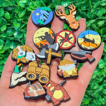 Hot Sales 1-13Pcs Hunting Deer Hatchet PVC Shoe Charms Bear Adult Clog Button Decorations Fit Holiday Gift